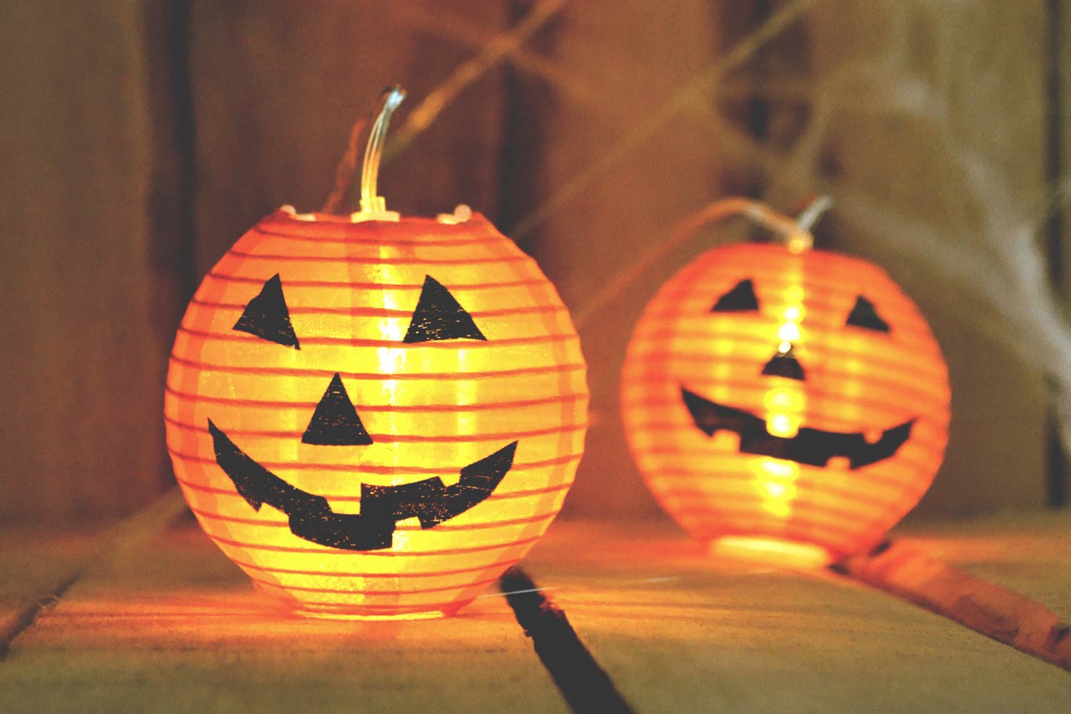 two pater jack-o-lanterns as halloween decoration
