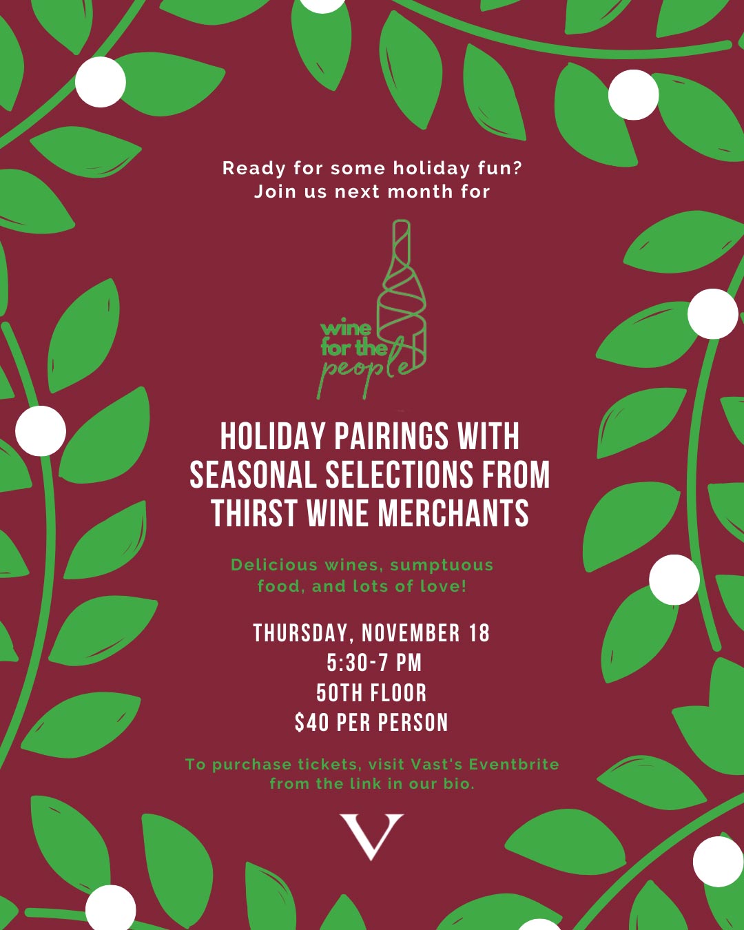 wine pairing thursday, november 18