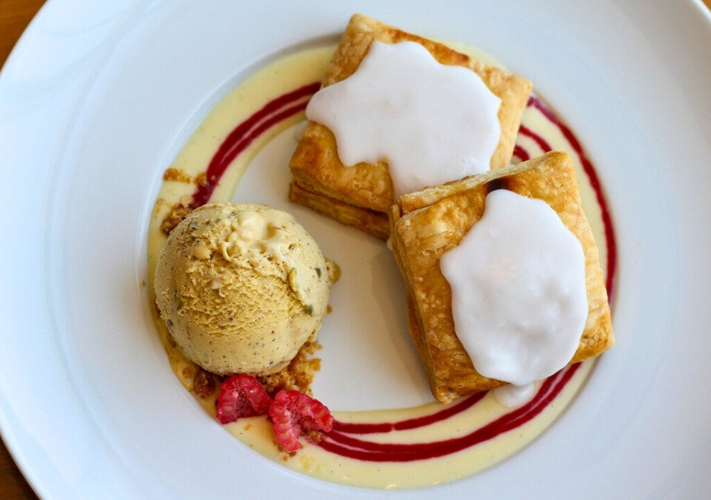 Raspberry Tart Dessert Menu Vast Restaurant Devon Tower OKC